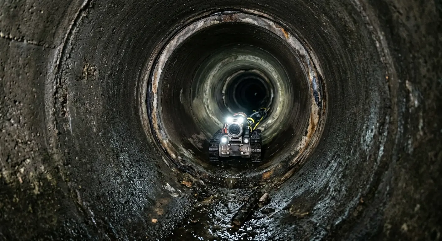 Robotic sewer camera inspecting pipe interior for Drain Snake Service in Woodruff